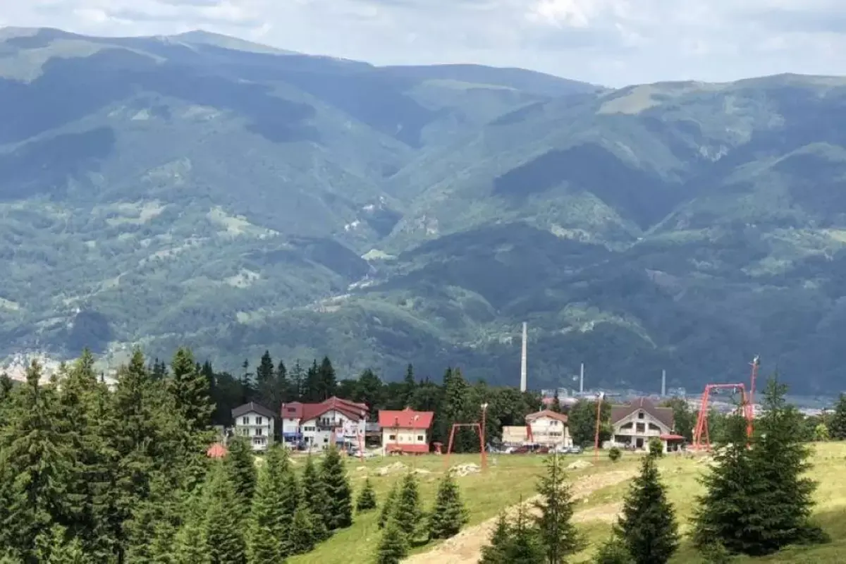 Creste împădurite în munții din jurul Văii Jiului, vara